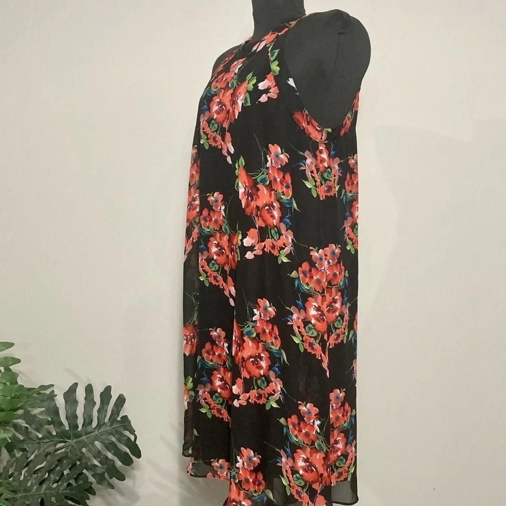 Betsey Johnson Womens Black Floral Dress Size‎ 8 Sleeveless Halter Style